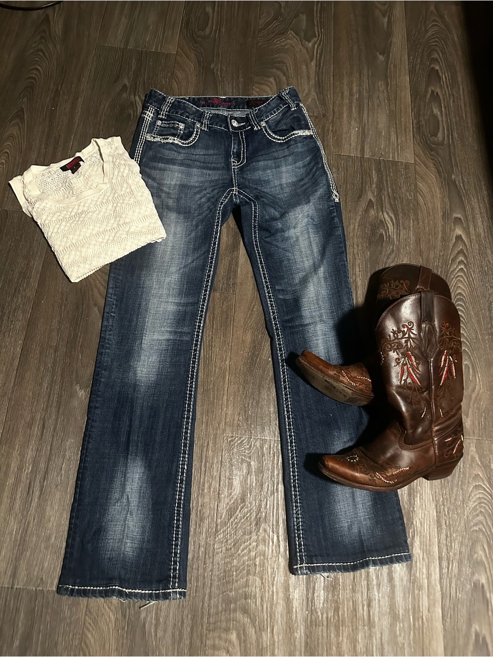 Rock & Roll Cowgirl Women’s Dark Blue Boot Cut Jeans